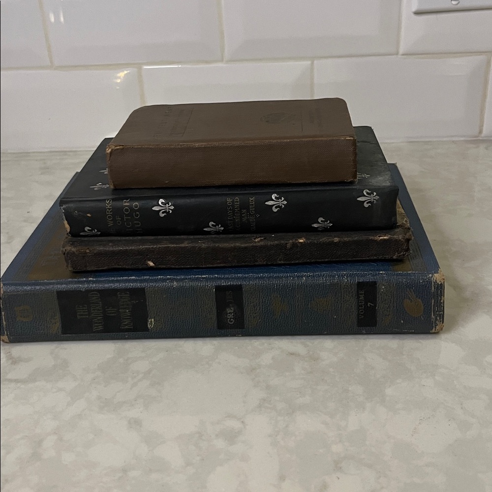 Antique decorative book stack cofee table books sweet  books tallest 9” (15)